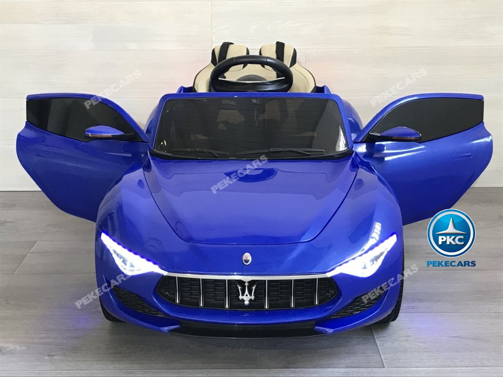 Coche electrico para niños Maserati Alfieri Azul con Pantalla MP4 vista frontal