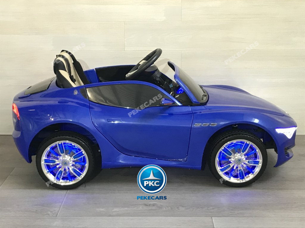 Coche electrico para niños Maserati Alfieri Azul con Pantalla MP4 vista lateral