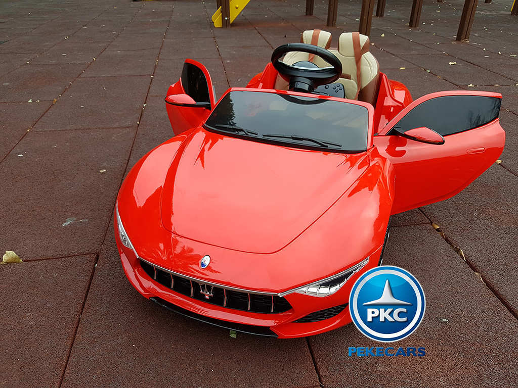 Coche electrico infantil Maserati Alfieri Rojo con Pantalla MP4 con apertura de puertas