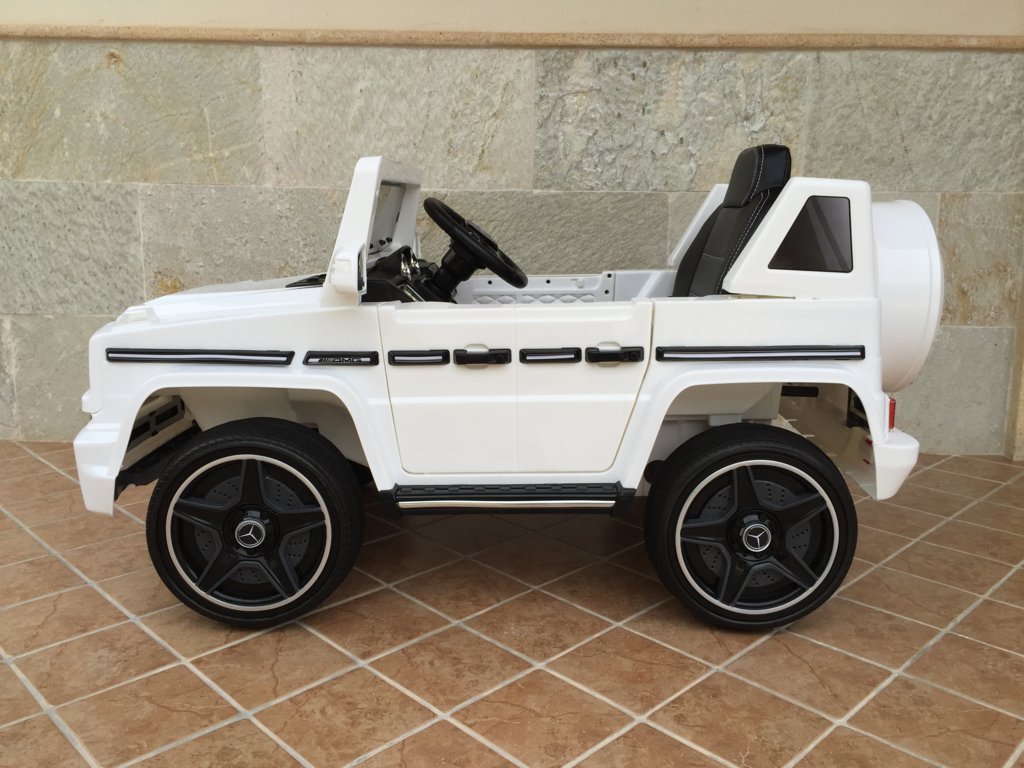 Todoterreno electrico para niños Mercedes G63 Blanco lateral