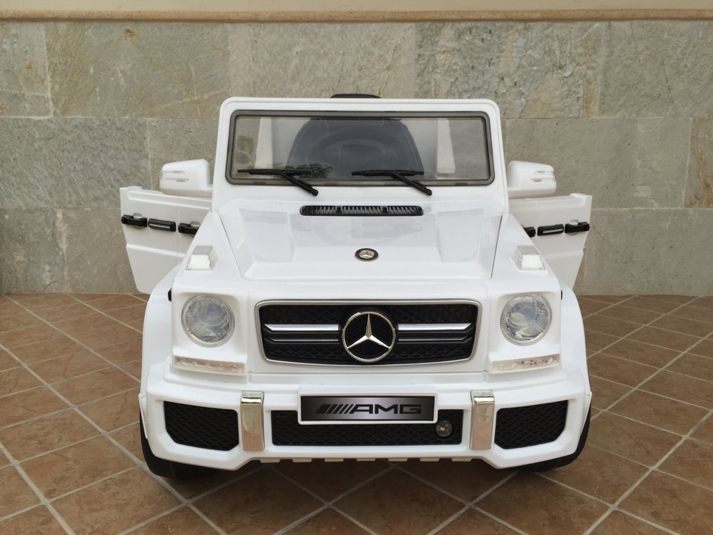 Todoterreno electrico para niños Mercedes G63 Blanco frontal