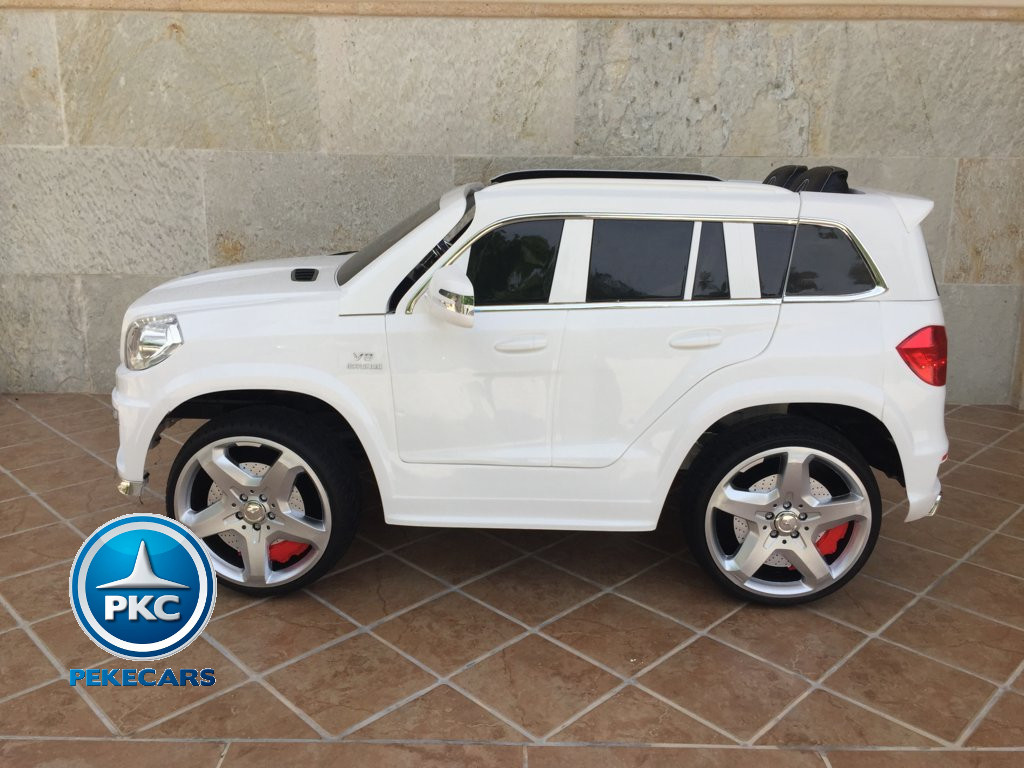 Coche electrico infantil Mercedes GL63 Blanco vista lateral