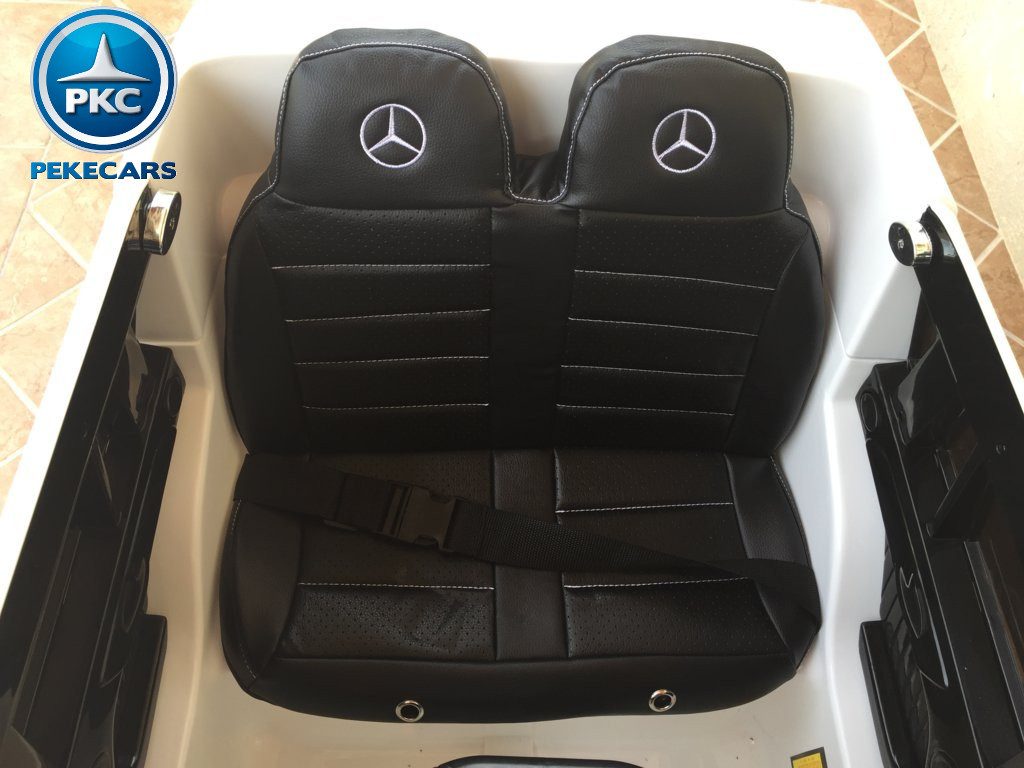 Coche electrico para niños Mercedes GL63 Blanco asiento acolchado en piel