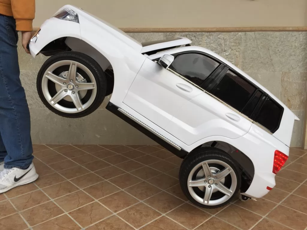 Coche electrico infantil Mercedes GLK-350 Blanco asa de transporte
