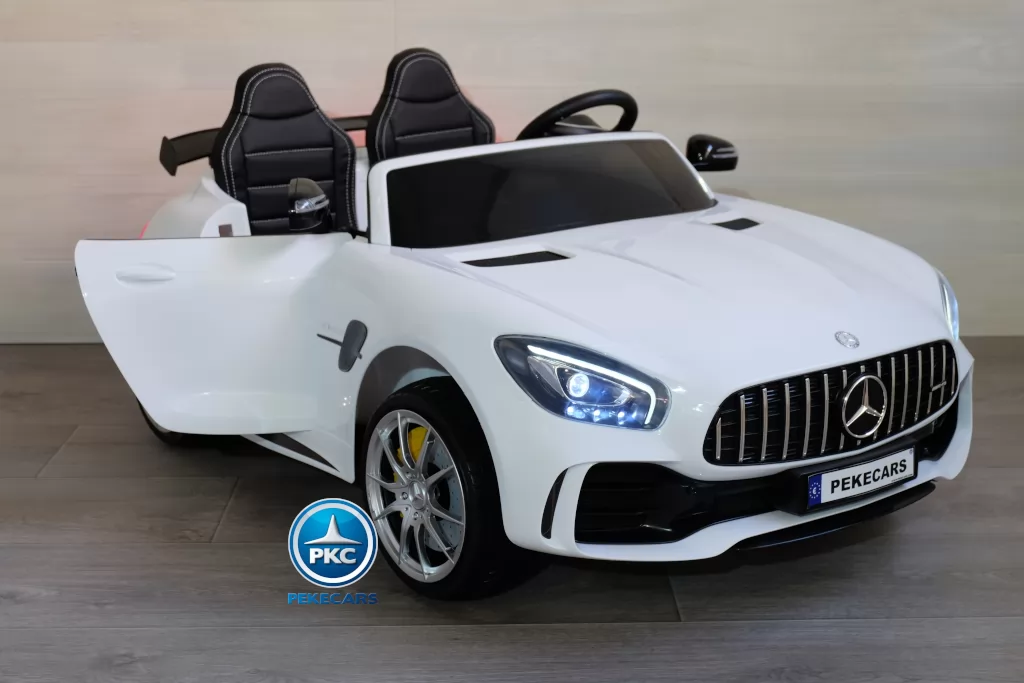 Coche electrico para niños Mercedes GTR 2 plazas Blanco con apertura de puertas