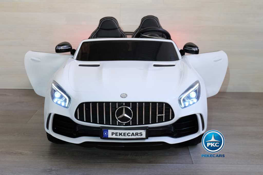 Coche electrico infantil Mercedes GTR 2 plazas Blanco vista frontal