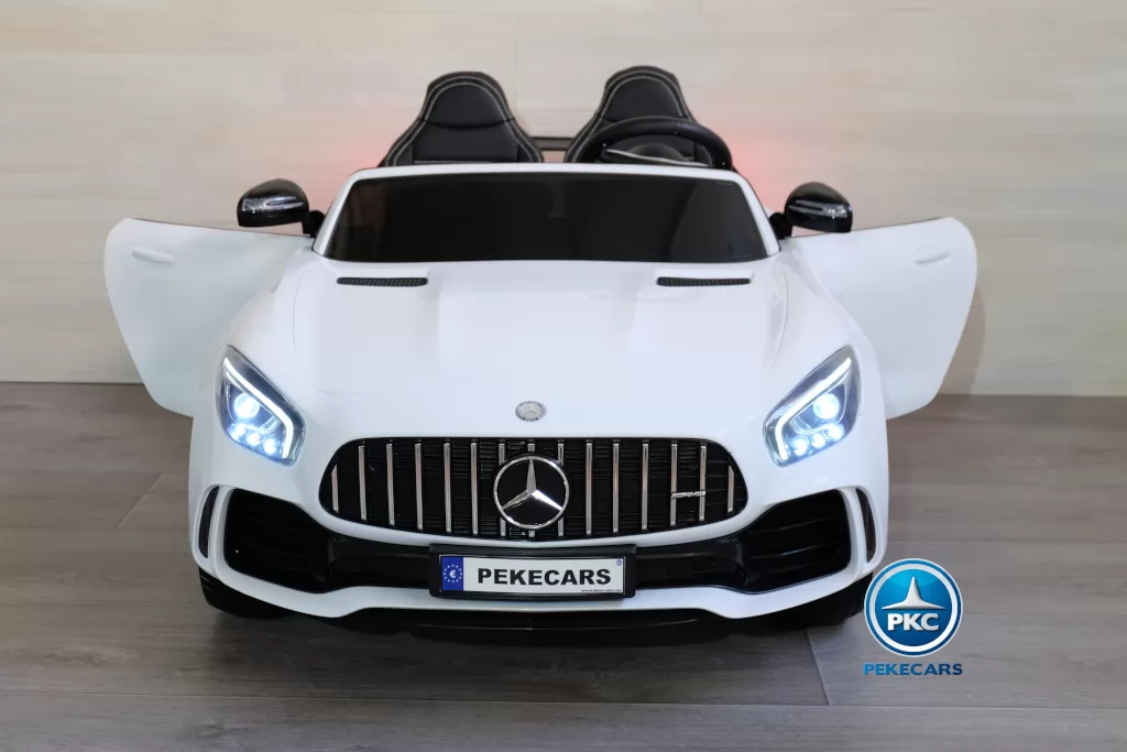 Coche electrico infantil Mercedes GTR 2 plazas Blanco vista frontal