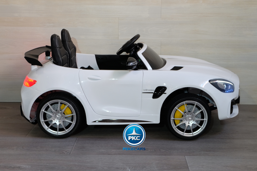Coche electrico infantil Mercedes GTR 2 plazas Blanco lateral