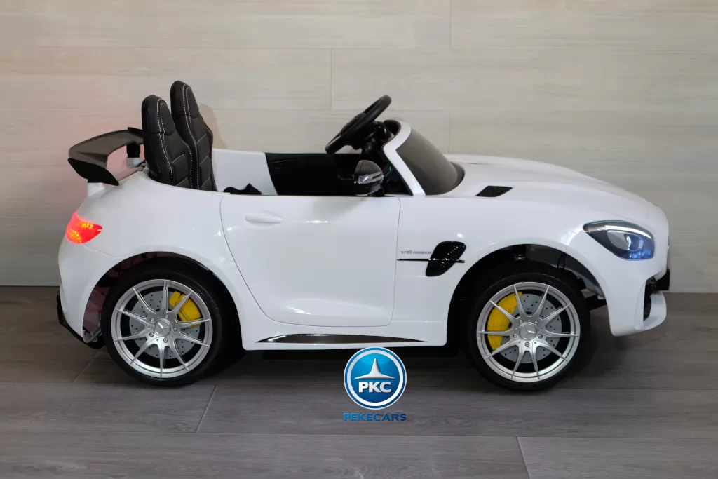 Coche electrico infantil Mercedes GTR 2 plazas Blanco lateral