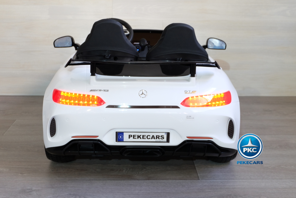 Coche electrico para niños Mercedes GTR 2 plazas Blanco vista trasera