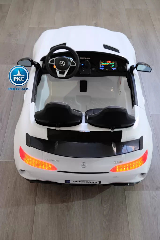 Coche electrico infantil Mercedes GTR 2 plazas Blanco detalles del interior