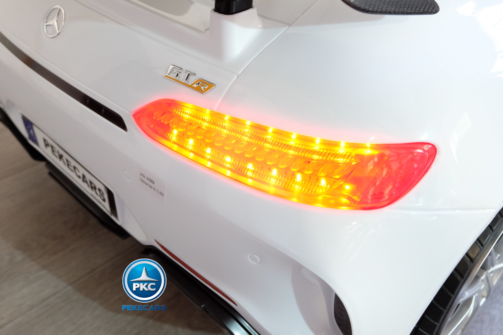 Coche electrico infantil Mercedes GTR 2 plazas Blanco luces traseras