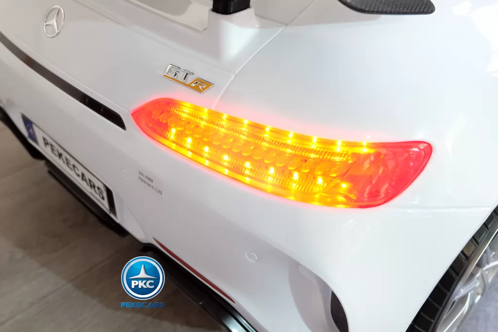 Coche electrico infantil Mercedes GTR 2 plazas Blanco luces traseras