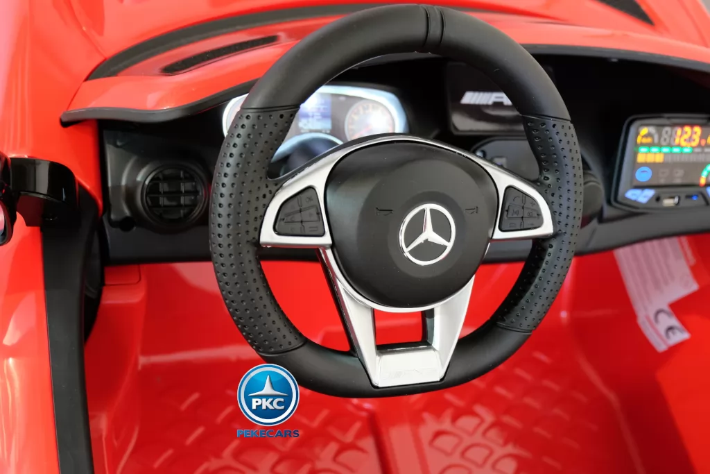 Coche electrico infantil Mercedes GTR 2 plazas Rojo volante con musica y claxon