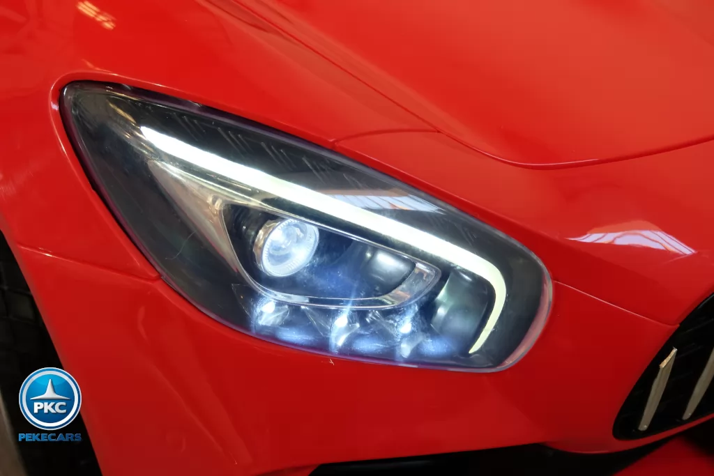 Coche electrico infantil Mercedes GTR 2 plazas Rojo luces delanteras