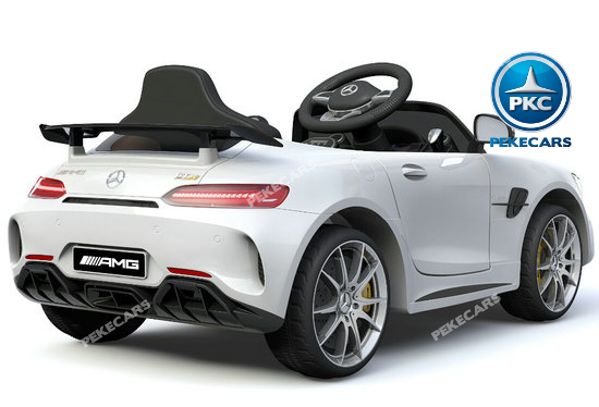 Coche electrico infantil Mercedes GTR 12V Blanco con USB