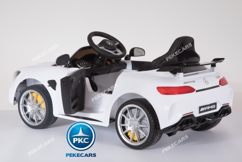 Coche electrico para niños Mercedes GTR 12V Blanco con apertura de puertas