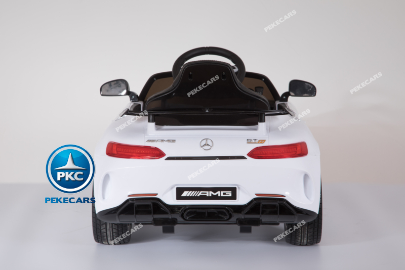 Coche electrico infantil Mercedes GTR 12V Blanco vista trasera