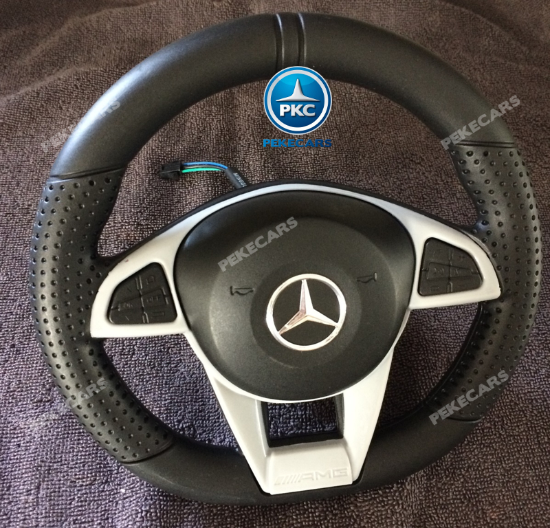 Coche electrico para niños Mercedes GTR 12V Blanco volante con musica y claxon