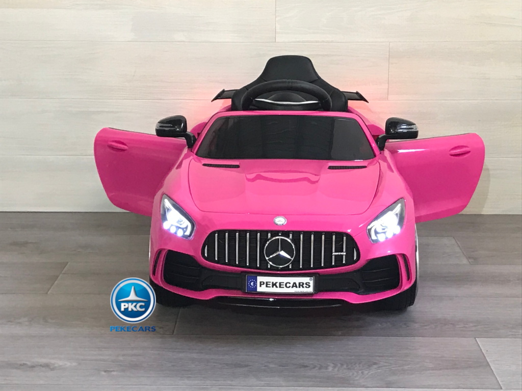 Coche electrico infantil Mercedes GTR 12V Rosa vista frontal