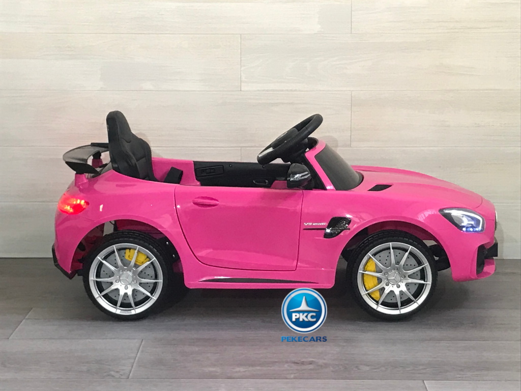 Coche electrico infantil Mercedes GTR 12V Rosa lateral