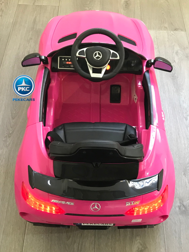 Coche electrico infantil Mercedes GTR 12V Rosa detalles del interior