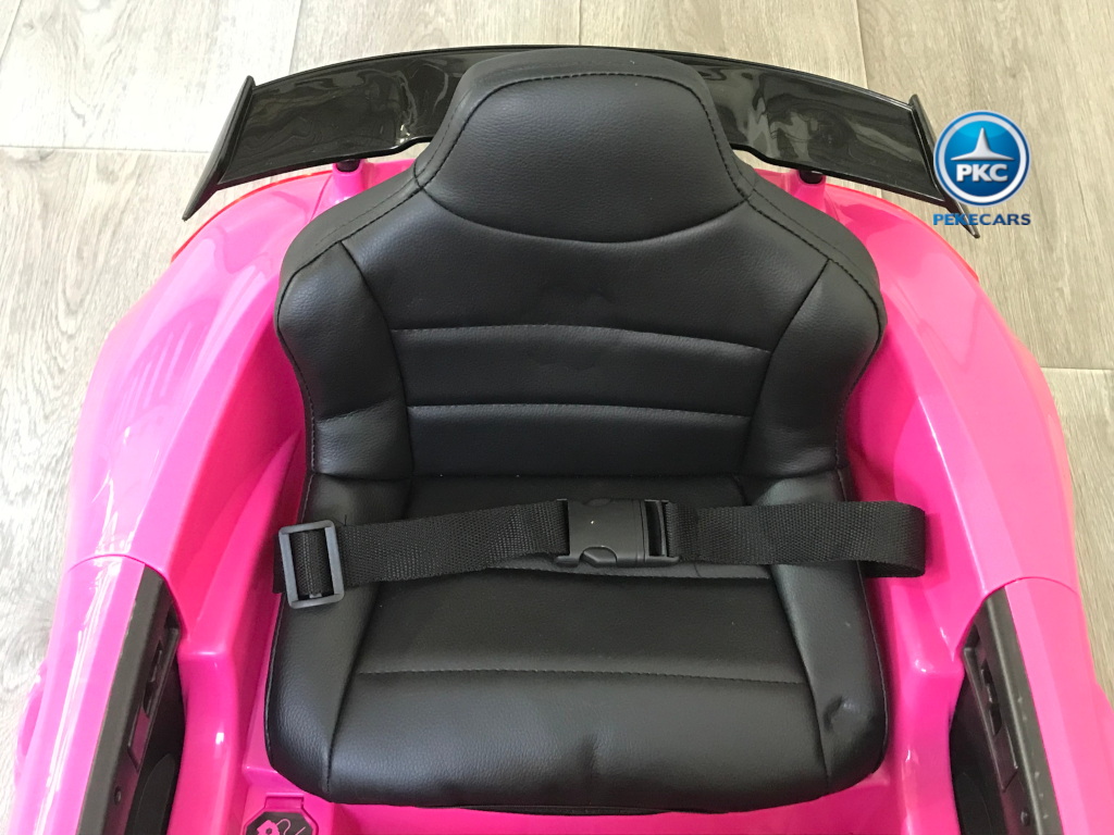 Coche electrico infantil Mercedes GTR 12V Rosa asiento acolchado en piel