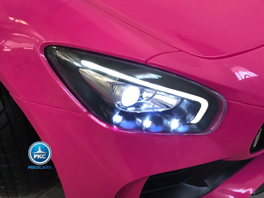 Coche electrico infantil Mercedes GTR 12V Rosa luces frontales