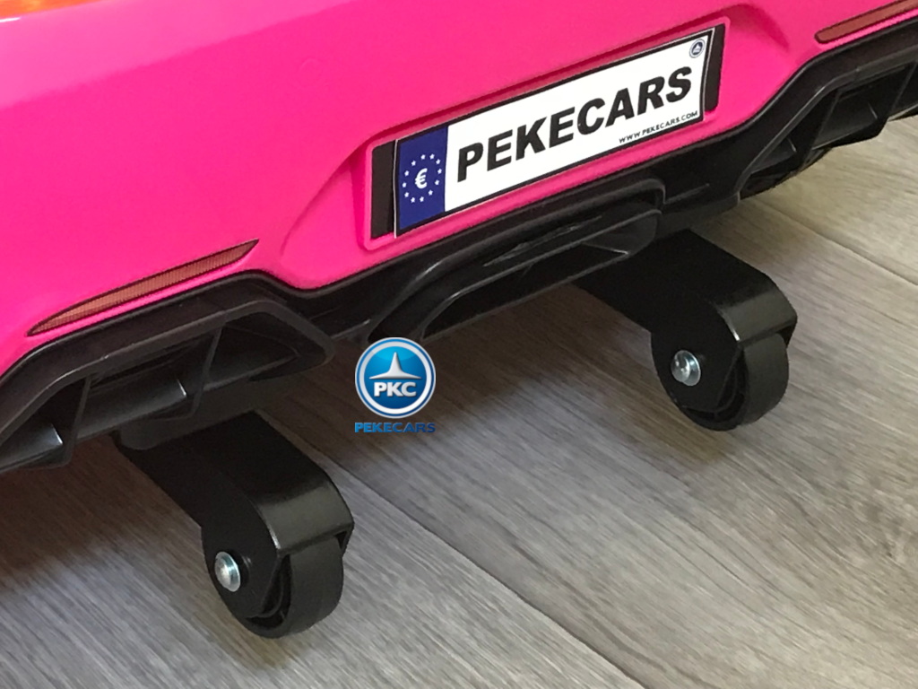 Coche electrico infantil Mercedes GTR 12V Rosa ruedines