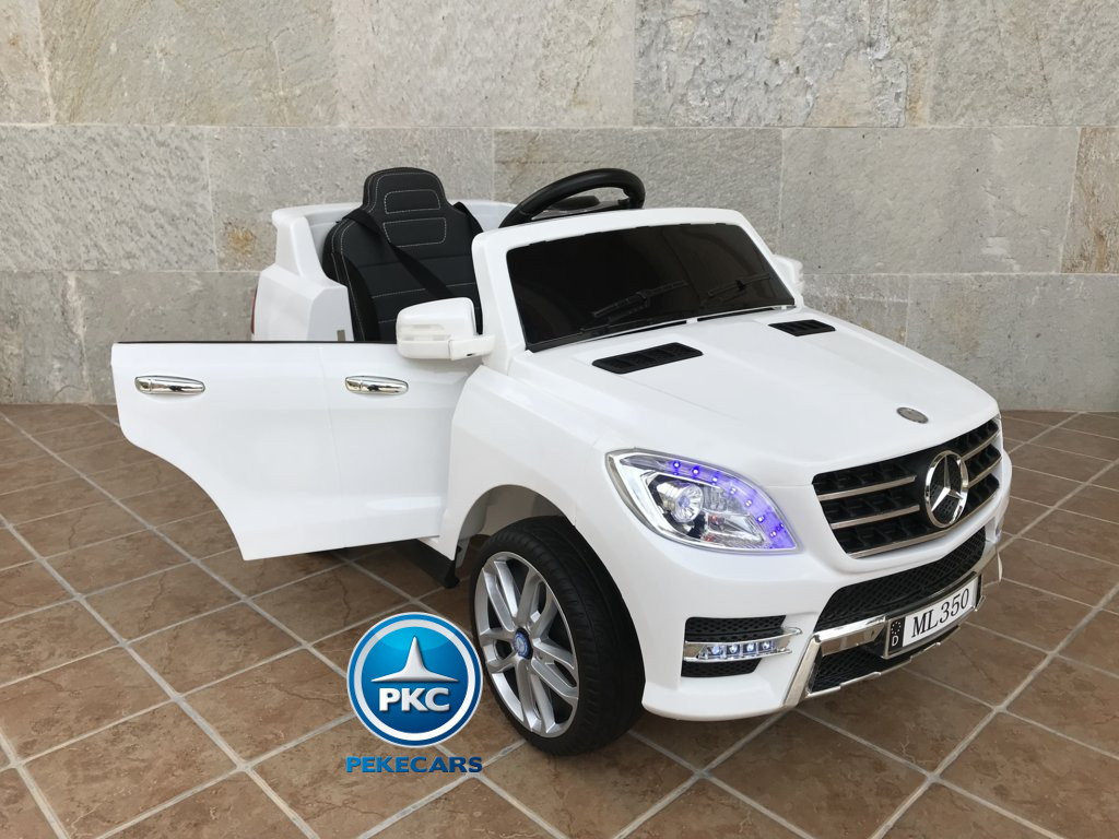 Coche electrico infantil Mercedes ML-350 Blanco con apertura de puertas