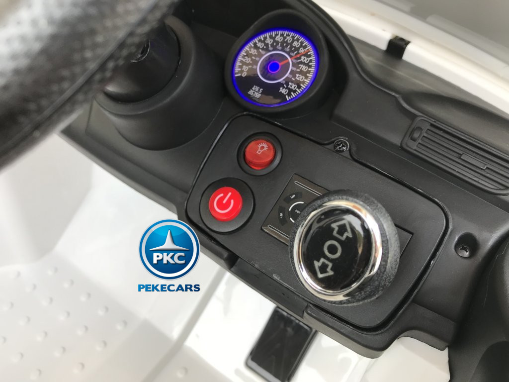 Coche electrico para niños Mercedes ML-350 Blanco boton de encendido