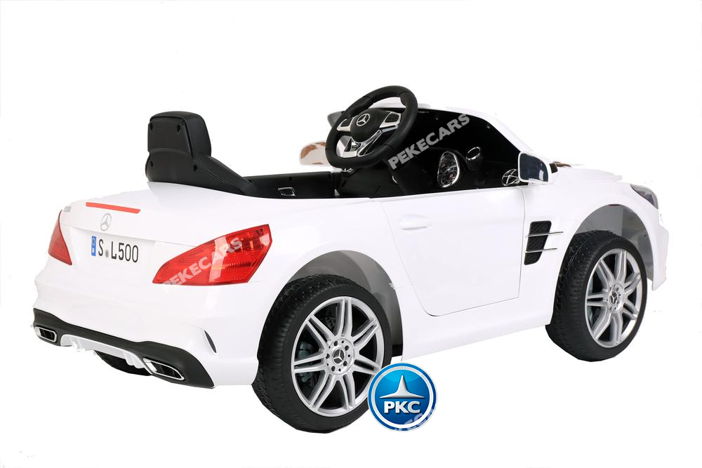Coche electrico para niños Mercedes SL500 Blanco vista lateral