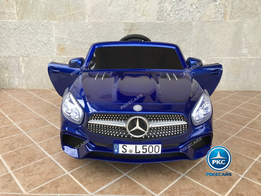 Coche electrico infantil Mercedes SL500 Azul Metalizado vista frontal