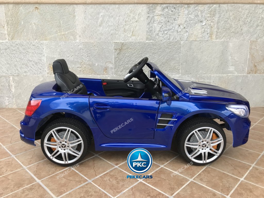Coche electrico infantil Mercedes SL500 Azul Metalizado lateral