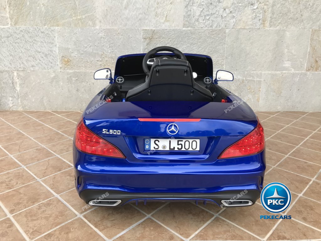 Coche electrico para niños Mercedes SL500 Azul Metalizado vista trasera