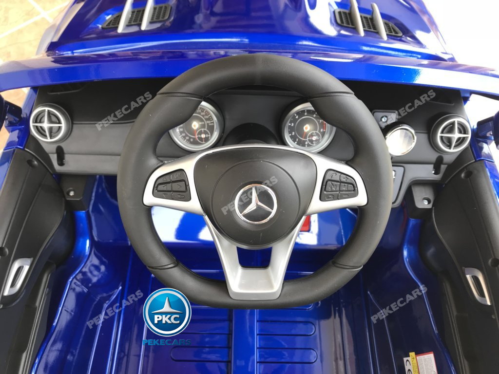 Coche electrico para niños Mercedes SL500 Azul Metalizado volante con musica y claxon