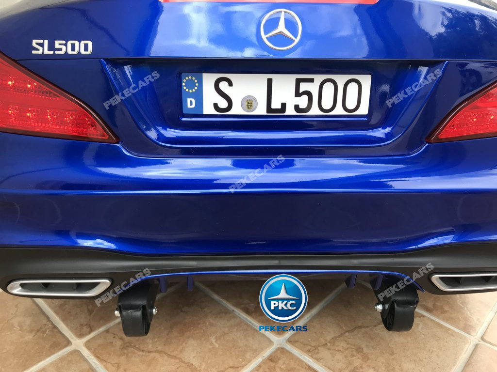 Coche electrico para niños Mercedes SL500 Azul Metalizado ruedines de transporte