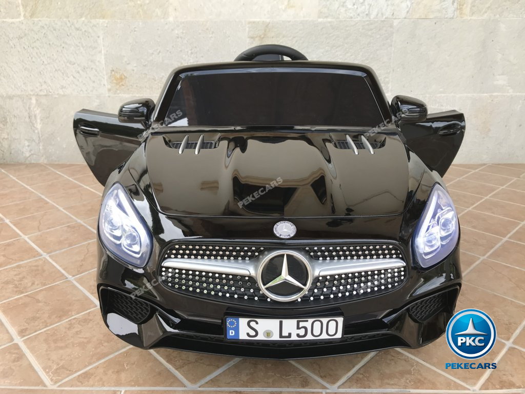 Coche electrico infantil Mercedes SL500 Negro Metalizado vista frontal