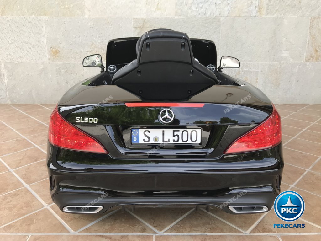 Coche electrico para niños Mercedes SL500 Negro Metalizado vista trasera