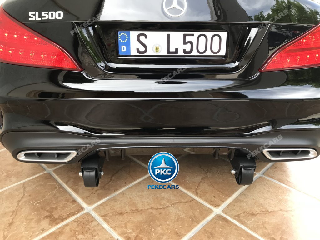 Coche electrico para niños Mercedes SL500 Negro Metalizado ruedines de transporte