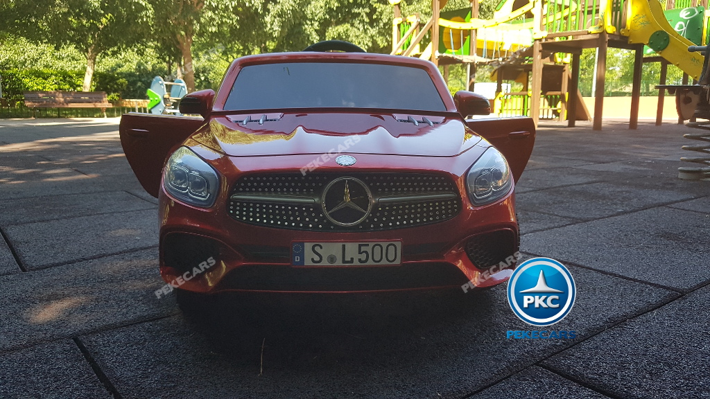 Coche electrico infantil Mercedes SL500 Rojo Metalizado vista frontal