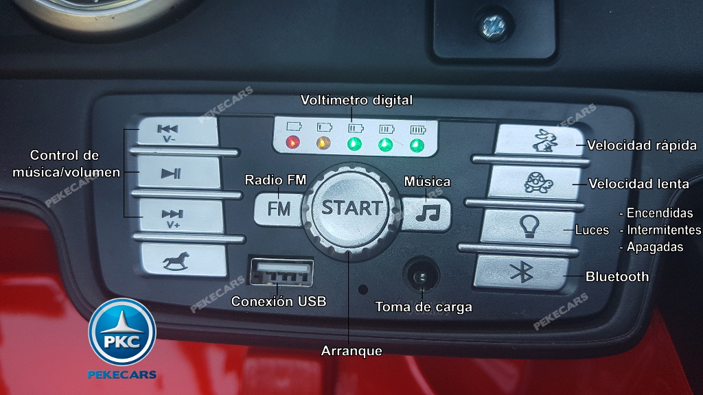 Coche electrico para niños Mercedes SL500 Rojo Metalizado dashboard