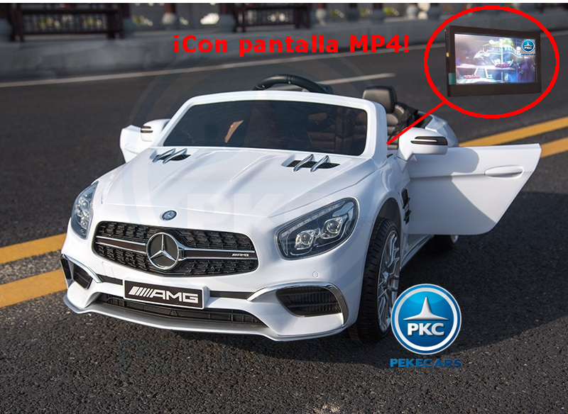 Coche electrico para niños Mercedes SL65 con MP4 Blanco vista principal