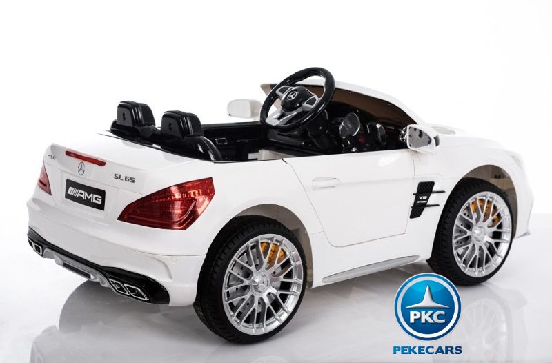 Coche electrico para niños Mercedes SL65 con MP4 Blanco con bateria extraible
