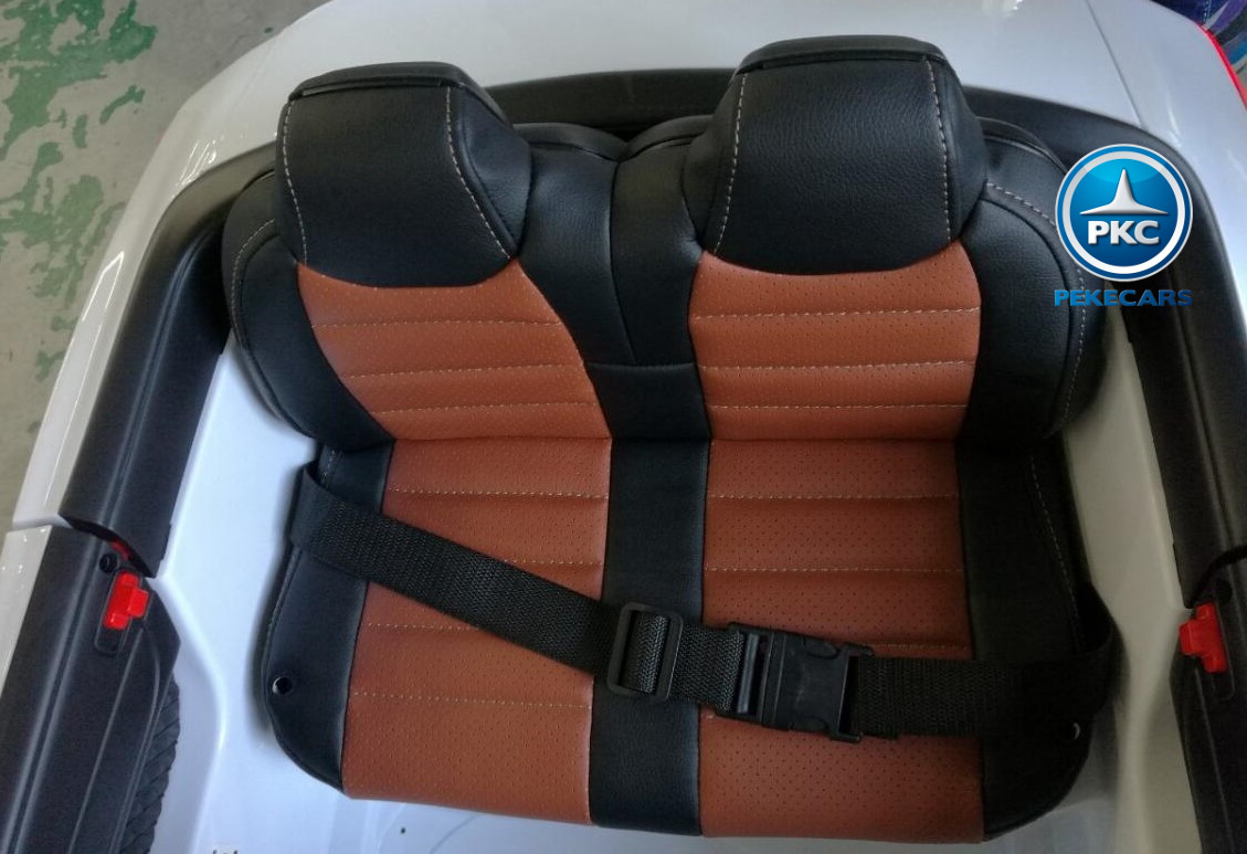 Coche electrico infantil Mercedes SL65 con MP4 Blanco asiento acolchado en piel
