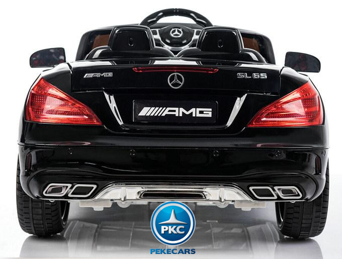 Coche electrico para niños Mercedes SL65 con MP4 Negro vista trasera