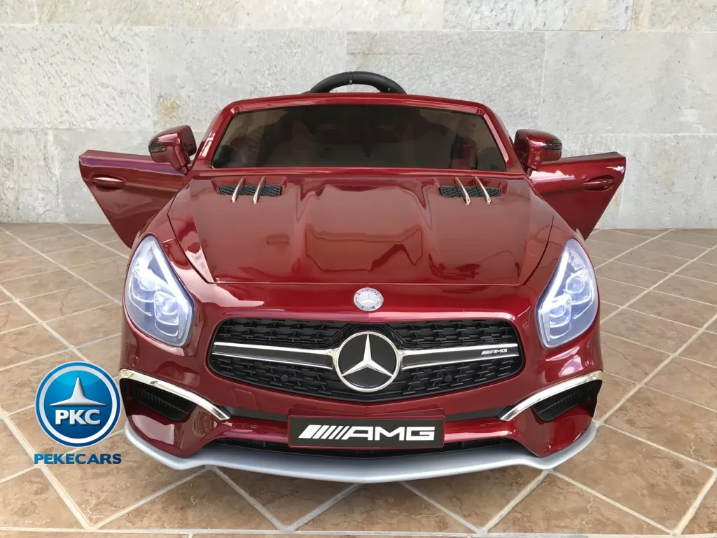 Coche electrico infantil Mercedes SL65 con MP4 Rojo Metalizado vista frontal