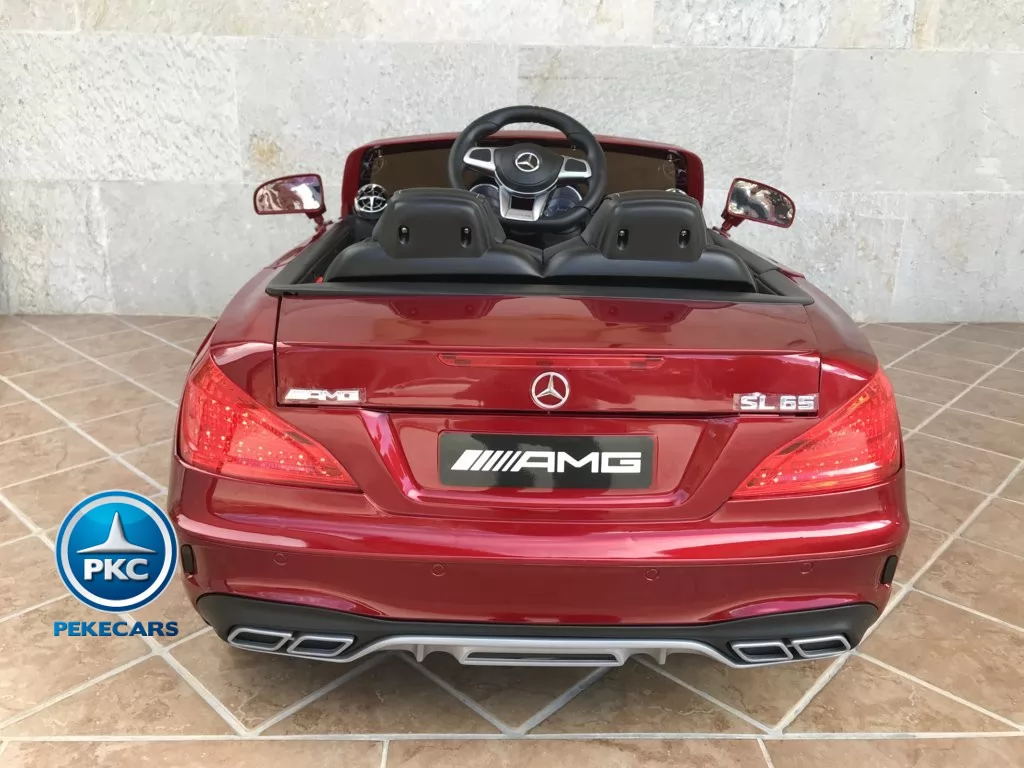 Coche electrico para niños Mercedes SL65 con MP4 Rojo Metalizado vista trasera