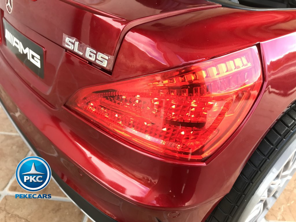 Coche electrico para niños Mercedes SL65 con MP4 y bateria extra Rojo Metalizado luces traseras