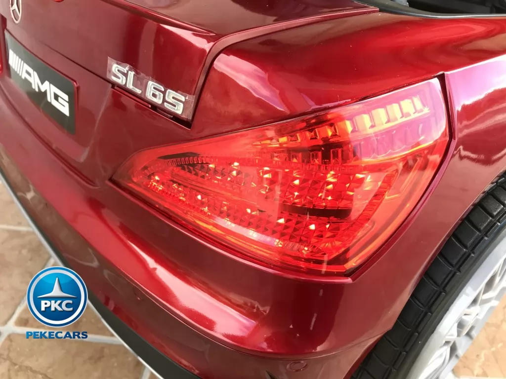 Coche electrico infantil Mercedes SL65 con MP4 Rojo Metalizado luces traseras